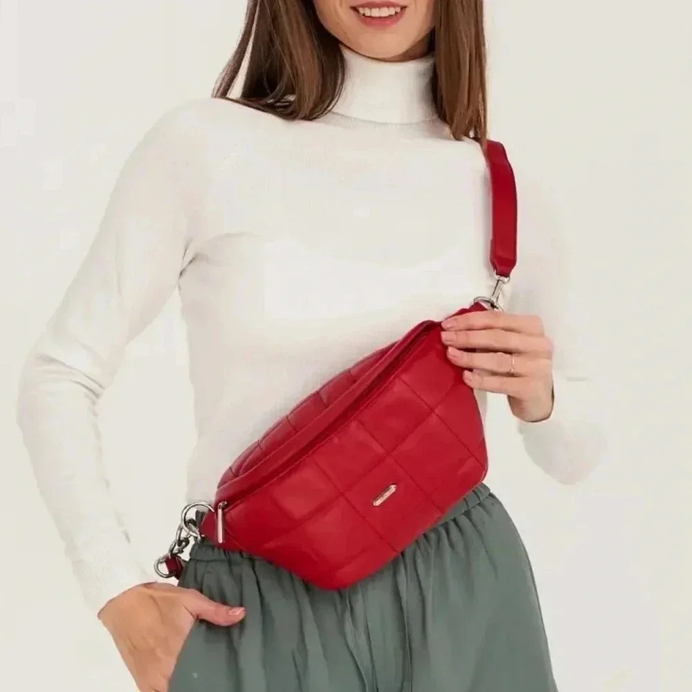 New Crossbody Leather Red - Picture 1 of 15